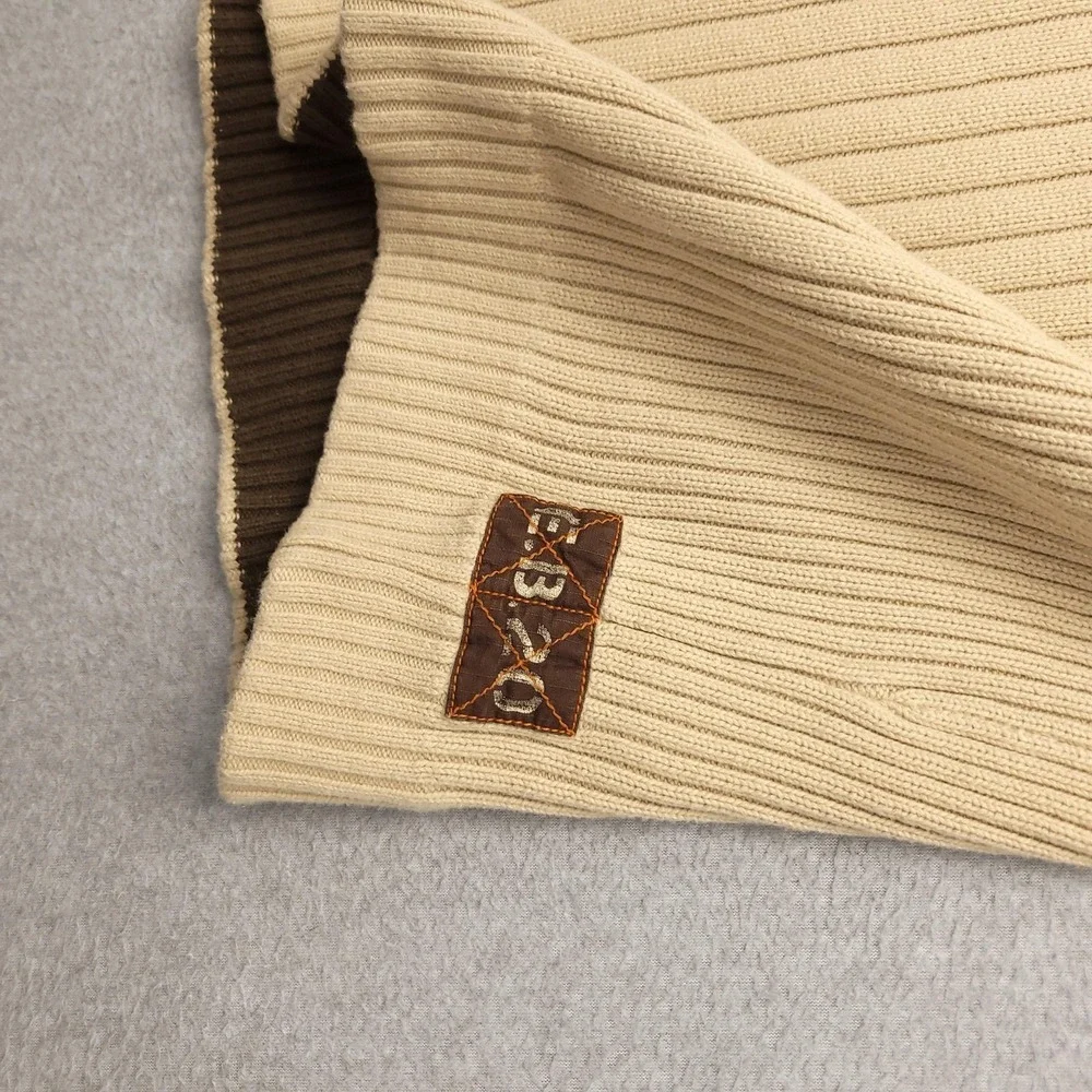 Eddie Bauer Sweater Mens‎ M Beige Ribbed Cotton Mock Neck Henley Knit Pullover - Picture 3 of 11